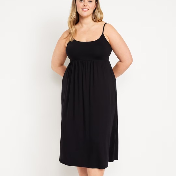 NWT OLD NAVY Fit & Flare Cami Midi Dress Color: Black Jack - Picture 5 of 7
